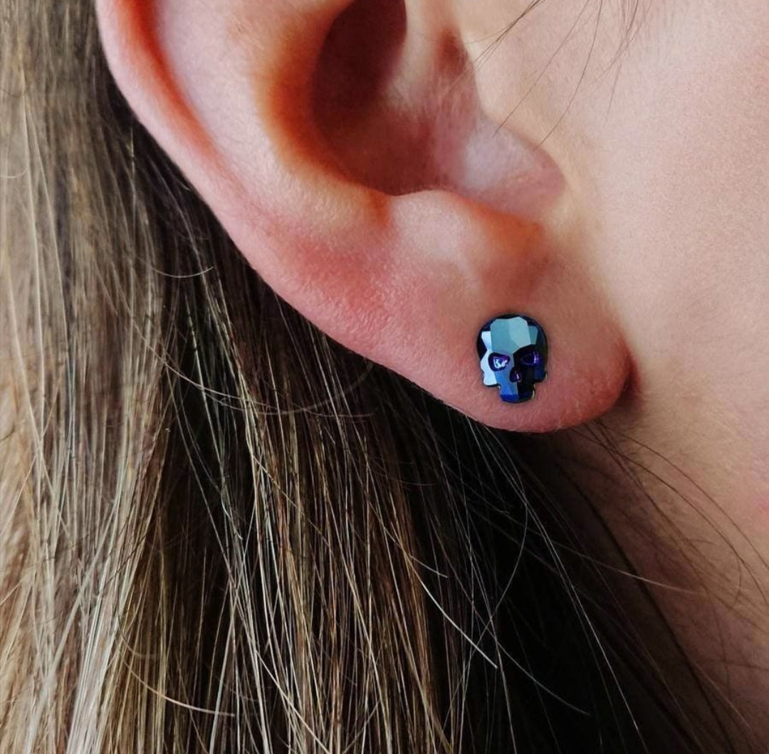 ARETES CALAVERA CRISTAL SWAROVSKI  METALLIC BLUE